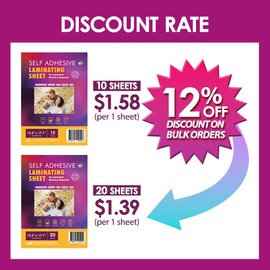 Self Adhesive Laminating Sheets 12.3x17.1 inch, 20 Pack, 4mil Thickness, No Heat, No Machine Laminating Sheets Self Sealing by HA SHI