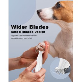 lexflext Dog Paw Trimmer for Grooming, Cordless Rechargeable Dog Clippers with Widened Blade, Low Noise Electric Cat Precision Shaver for Small Pet's Hair Around Eyes, Faces, Ears, Paws, Rump(White)