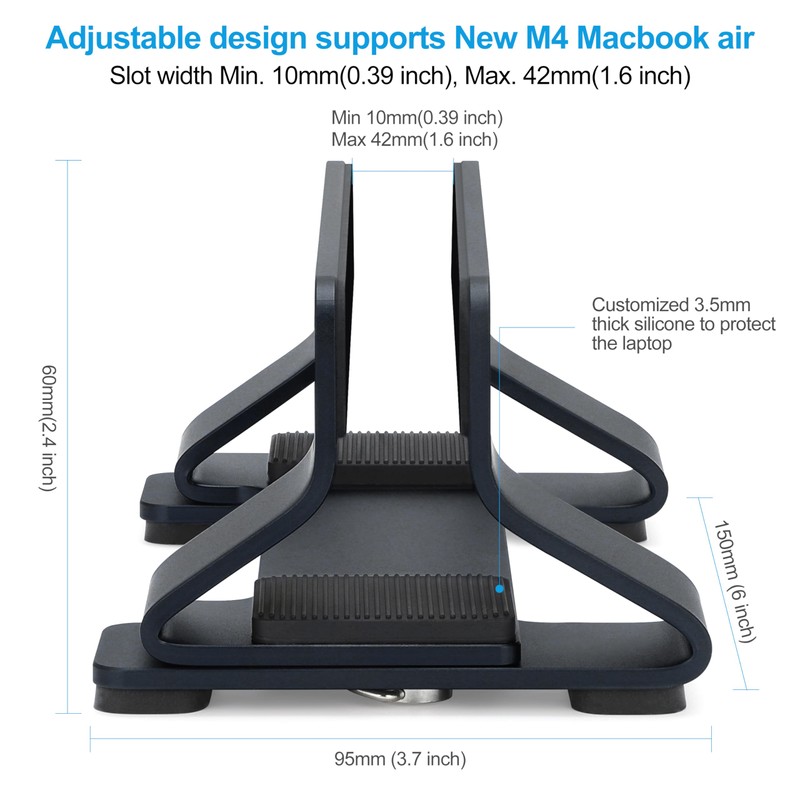 Psitek Aluminium Vertical Laptop Stand Holder Dock, Upright Memory, Adjustable