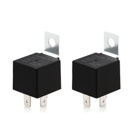 Techie 2 Pack 4 Pin Car Relay,12V 40A with Fixed Plate, AC Starter,Air Conditioner,Heavy Duty Relay Switch,Fit for Cars, Motorcycles, Trucks