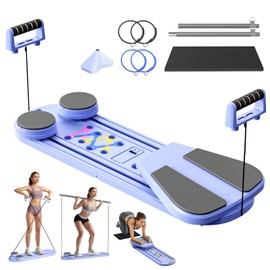 Pilates Board - 2025 Pilates Reformer Set, Multifunctional Abdominal Pilates Board for Home Workout Equipment, 6 in 1 Portable Foldable Pilates Exercise Machine， Pilates Reformer Board for Women