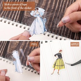 RISYPISY Vintage Fashion Stickers, 240 Pieces Retro Style Women's Scrapbook Stickers Scrapbooking Supplies Kit, Sheer People Stickers for Junk Journals, Card Making, Paper Crafts