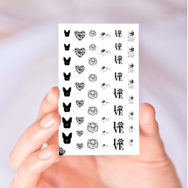 French Bulldog Clear Water-Slide Nail Designs