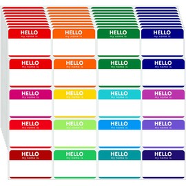 Baoswi 160 Pcs Name Tag Stickers (7.6 x 5.1 cm) Identification Badges,Peel and Stickers Hello My Name is Name Tags Stickers Colorful Name Badge for Themed Party Family Home School Office Conferences