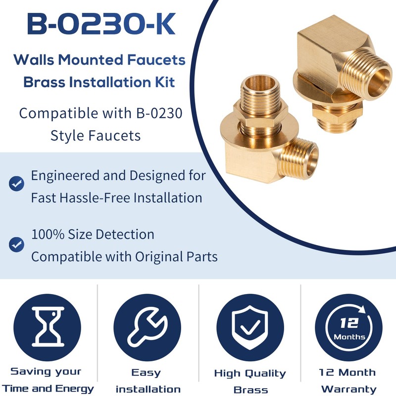 B-0230-K Brass Wall Mount Faucet Installation Kit for T&S B-0230