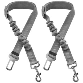 Yiaizhuo 2 Dog Car Harness Seatbelt Seat Belt Leash Travel Accessories Bungee Anti Shock Pet Cat Adjustable Lead Clip Safety Seats Belts Grey