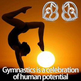 SOLOLIKE Gymnastics Gifts Heart Stud Earrings for Women: Sterling Silver Fashion Dance Earring for Women Ballerina Gymnast Earrings - Birthday Christmas Jewelry Gift for Sport Ballerina