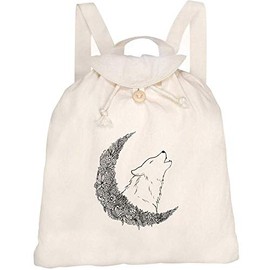 Azeeda 'Flower Moon Wolf' Canvas Rucksack/Backpack (RK00009209)