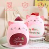 SQEQE Cat Stuffed Animal Pink Christmas Cat Plush Wearing Christmas