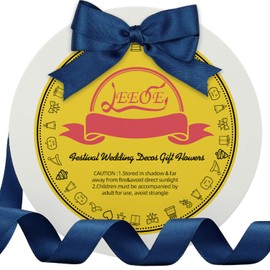 LEEQE Double Face Navy Blue Satin Ribbon 5/8 inch X 50 Yards Polyester Navy Blue Ribbon for Gift Wrapping Very Suitable for Weddings Party Invitation Decorations and More