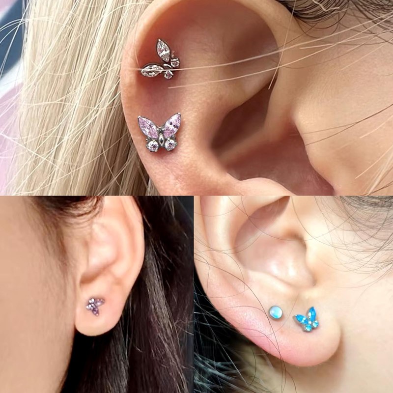 ESHIONER 1 x Nose Piercing Stud G23 Titanium Hypoallergenic, Titanium