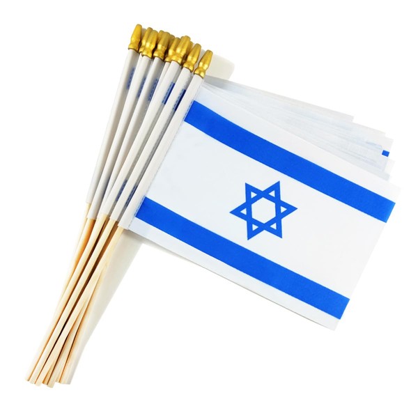 JKAVPPT 12 Pack Israel Israeli Stick Flag Small Mini Hand
