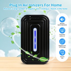 2026 Upgrade 2 Pack Negative Ion Air Purifier 8-Emitter, Quiet Air Ionizers for Home Office Bedroom Bathroom Living Room and Pet Room Plug in Ionic Air Cleaner(2,Black)
