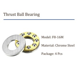 Kozelo 4pcs F8-16M Thrust Ball Bearings [8mm x 16mm x 5mm] Chrome Steel Miniature Thrust Bearings with Washers for Machine Tools