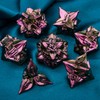 ARUOHHA DND Metal Dice Set Purple Red Leaf Design Polyhedral