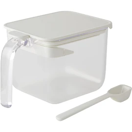 Marna K775W Condiment Pot with Spoon (Wide / White) Condiment Container (Moisture Proof) Condiment Container Case (Good Lock Container)