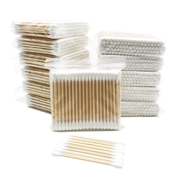 Wooden Cotton Swabs 1200ct / Biodegradable Double Tipped Bamboo Cotton Buds