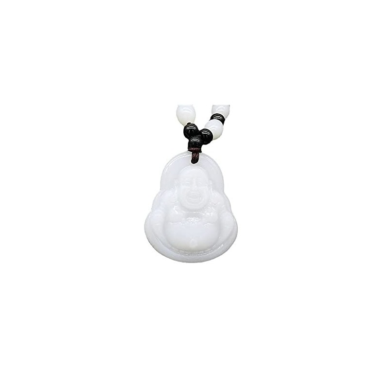 Yocoyee Obsidian Stone Buddha Beads Chain Necklace Imitate Jade Buddhism