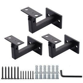 3 x 304 Stainless Adjustable Handrail Brackets, 3TO Heavy Duty Wall Square Brackets for Stair Handrail (Black)
