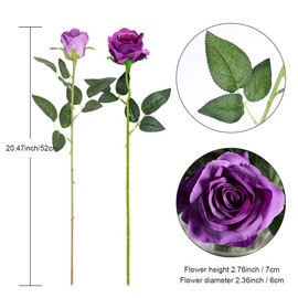 Hawesome 12PCS Artificial Silk Flowers Realistic Roses Bouquet Long Stem for Home Wedding Decoration Party (Purple 1)