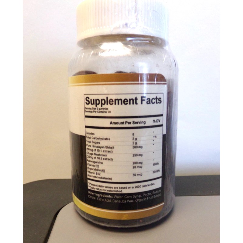 Wise Oak Pure Himalayan Shilajit Gummies w/Chaga&Ashwag