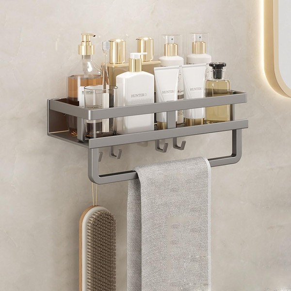 Jaugufiy Bathroom Toiletries Wall Organizer Toiletries Wall Shelf with Towel