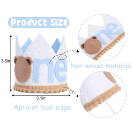 One Happy Camper First Birthday - First Birthday Boy Crown, a Happy Camper Boy, Boy's First Birthday Hat, Bear Theme Birthday Party Decorations, Boy's First Birthday, Happy Camp (Teddy Bear) White