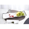 Pampa Bay Salerno Porcelain Rectangle Serving Piece, White/Silver (CER-2109-W)