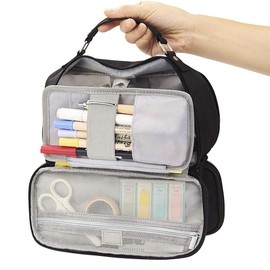 EULANT Pencil Case Teenager Girls, Large Pencil Case with 3 Compartments, Pencil Case Boys Case School Pencil Case for School and Office, Black