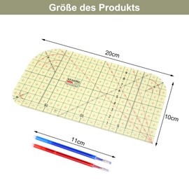 APOMOONS Ironing Ruler, Heat Resistant Tailor Ruler, Sewing Accessories, Dressmaking Supplies, Hot Ruler, Dressmaking Craft with 2 Pieces Sewing Tip Pen, Hot Ironing Ruler for Iron-on, Crafts