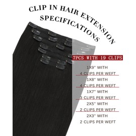 SAFIRENY Clip in Hair Extensions Human Hair Straight Hair Extensions Real Human Hair Clip ins Natural Black Clip in Extensions for Women 22inch 7Pcs 160g rallonge cheveux humain(#1B-22inch)