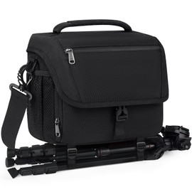 NEWHEY Camera Bag, Waterproof, Compatible with SLR Cameras, Shoulder Bag, Adjustable Dividers, Rain Cover, For Outdoor Activities, Travel, Photography, Mountain Climbing, Black, black, Modern