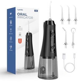 Oral Irrigator, Wireless Test Winner 2026, 320 ml Water Tank, IPX7 Waterproof, USB-C Quick Charge Function, 5 Multifunctional Jet Tips and 4 Modes, Water Flosser for Home and Travel - Black