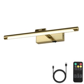 JOOSENLUX Battery Operated Picture Lights Wireless Wall Light Rechargeable Art Gallery Light for Paintings Dimmable and Timed Off Display Lights 15.75" Brass