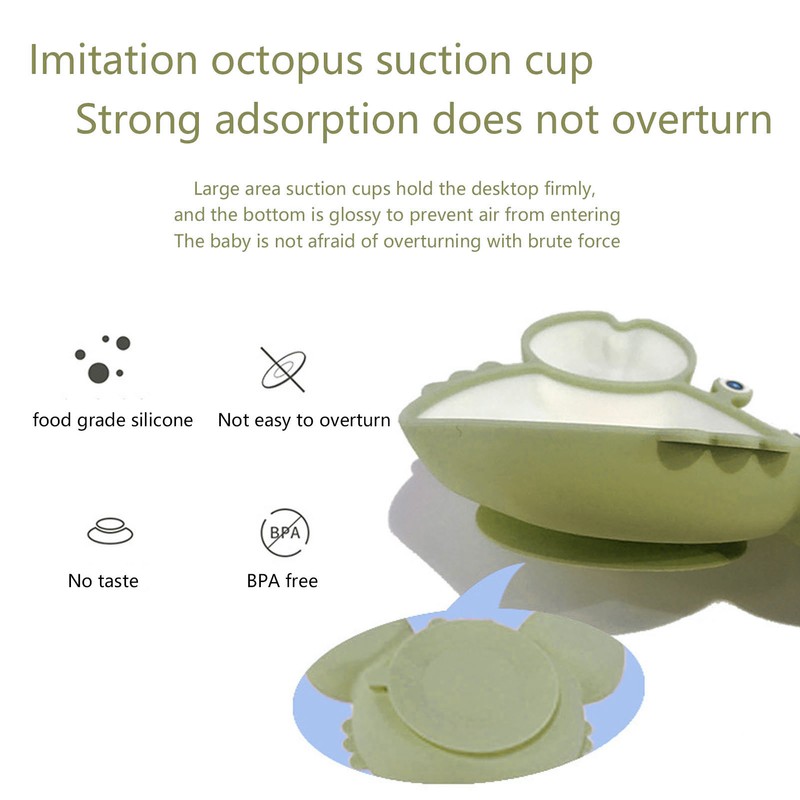 Crab Suction Plate with Suction Cup Base Silicone Divided Plate