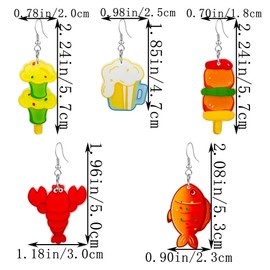 QUPENGXU 4 Pairs Creative Assorted Fruits Earring Novelty Party food Earrings for Women Holiday life jewelry (B)