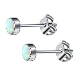 Artskin G23 Titanium Opal Stud Earrings for Women Men Girls Earrings Hypoallergenic Nickel Free 4mm Earrings for Sensitive Ears