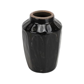 100 North PD Home & Garden Decorative and Functional Décor 6.8 Inch Sculpted Jar Flower Pot Vase, Artistic Black Finish
