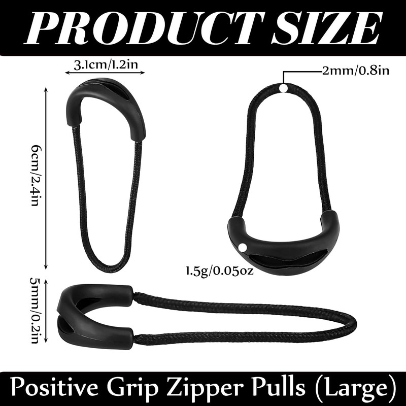 XunYee 20-Piece #13 U-Shaped PVC-Coated Nylon Zipper Pulls - Large
