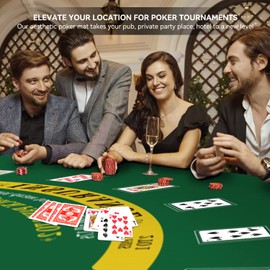 70" x 35" Poker Mat for Table with Carrying Bag, Professional Casino Blackjack Tabletop Layout Poker Table Mat, Non-Slip Rubber Poker Table Top Cover for Parties, Home Entertainment, Poker Game Night