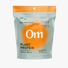 OM MUSHROOM SUPERFOOD Master Blend Vegan Protein – Unflavored Plant Protein with 10 Mushrooms, Ashwagandha, BCAAs & B12 – Energy, Recovery & Immune Support – 1.2 lb (16 Servings)