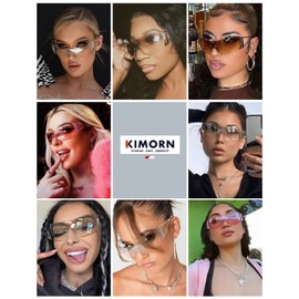 kimorn Wrap Around Y2K Sunglasses for Women Men Shield Flat Top Shades Futuristic Technology Frameless Sun Glasses K1344 (Silver+Pink Frame Pink Lens)