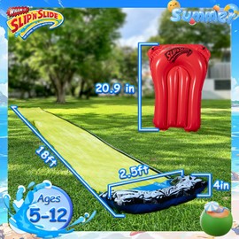 Wham-O Slip N Slide 18ft Single Wave Rider with Body Boards, Lawn Water Slides for Kids and Adults, Great for Summer Water Parties Backyard Outdoor Activities