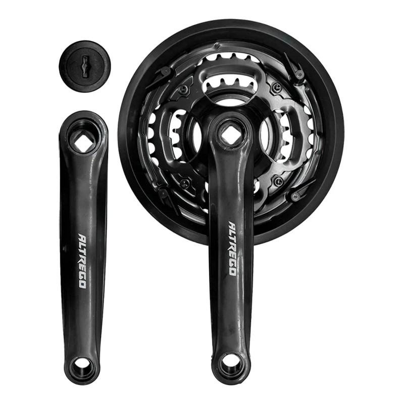 Kit Multiplicación Triple Bicicleta Acero 24/34/42 + Pedales Negro