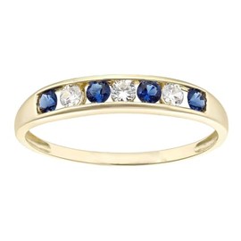 Old English Jewellers 9ct Yellow Gold on Silver Blue Sapphire Eternity Ring - sizes J to V (M)