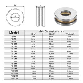 sourcing map F6-14M Thrust Ball Bearing 6mm x 14mm x 5mm Brass with Washers ABEC3 4pcs