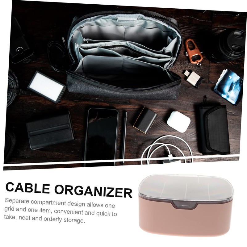 TEHAUX Cable Organizer Box with Compartments Dustproof Wire Holder for