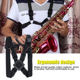 Saxophone Strap Adjustable Saxophone Strap Nylon Saxophone Chest Shoulder Strap Harness Replacement Saxophone Accessories Black