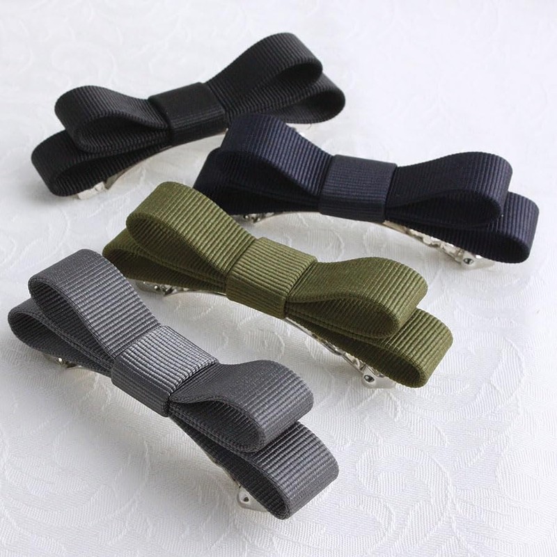 VINGTAINE Simple Grosgrain Ribbon Barrette Elegant Office Daily Hair Clip