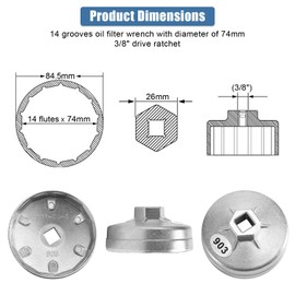 Yosoo Health Gear Oil Filter Wrench, Cap Aluminum Oil Filter Wrench Oil Filter Release Wrench Oil Filter Removal Tool for Benz 74mm